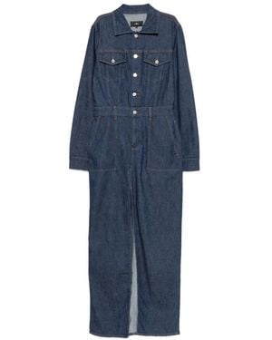 7 For All Mankind Utility Front-Slit Maxi Denim Dress - Blue