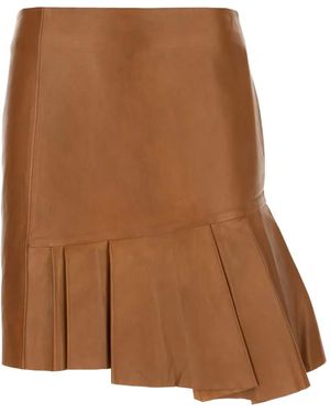 Iceberg Minijupe En Cuir À Design Plissé - Brown