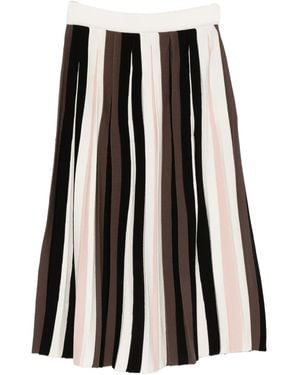 Max Mara Striped Pleated Midi Skirt - Black