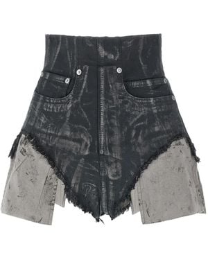 Rick Owens Beschichtete Dirt Cutoffs Shorts mit Fransen - Grau