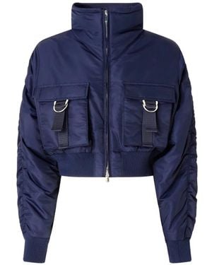 Pinko Short Technical Satin Bomber Jacket - Blue
