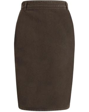 Saint Laurent Cotton Midi Skirt - Brown