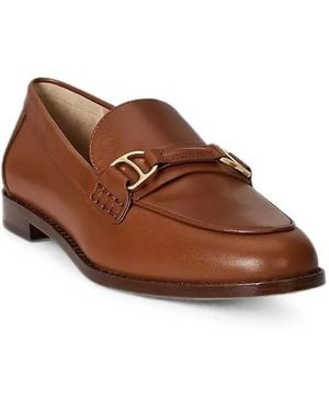 Ralph Lauren Tasha Logo-Plaque Leather Loafers - Brown