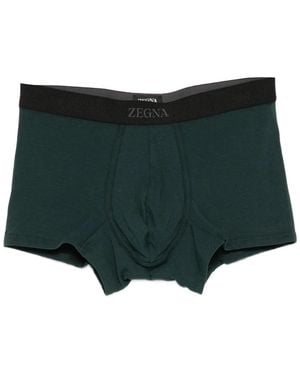 ZEGNA Logo-Waistband Briefs - Green