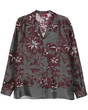 Gucci Floral-Print Long-Sleeve Shirt - Purple