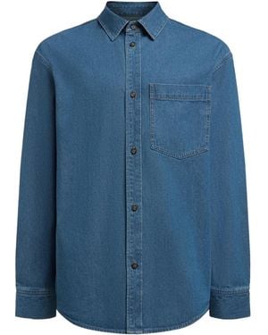 12 STOREEZ Pocket Denim Shirt - Blue