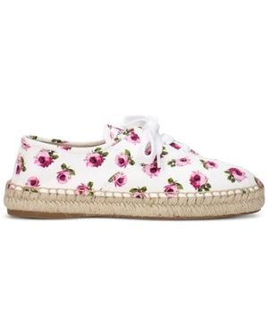 Prada Floral-Print Lace-Up Espadrilles - Pink