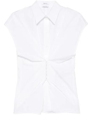 McQueen Gathered Short-Sleeved Shirt - White