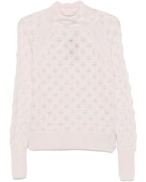 Ermanno Scervino Pointelle-Knit High-Neck Sweater - White