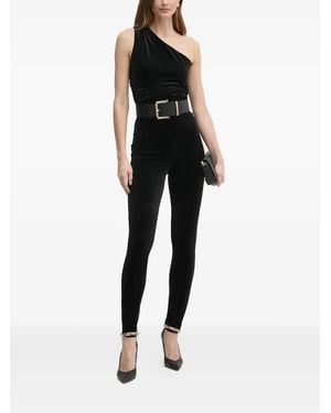 Guess One-Shoulder Velvet Jumpsuit - Black