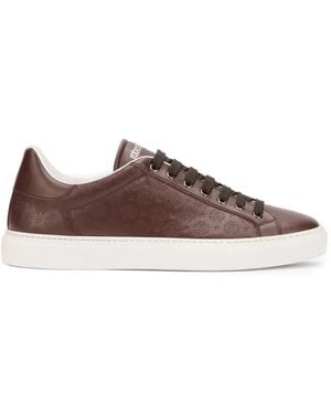 Roberto Cavalli Monogram-Embossed Low-Top Trainers - Brown