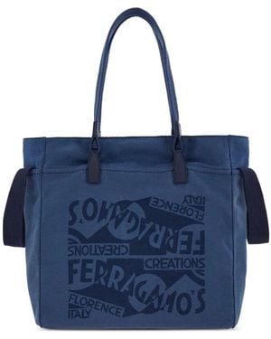 Ferragamo Tote Bag With Logo - Blue