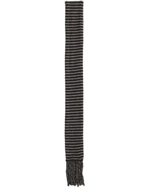 Ziggy Chen Striped Fringed Scarf - White