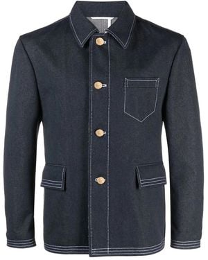 Thom Browne Contrast-Stitch Denim Jacket - Blue