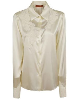 Ermanno Scervino Lace-Trimmed Satin Shirt - White