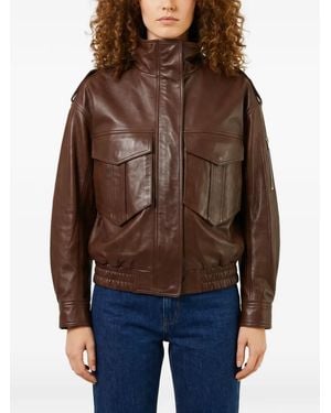 Frankie Shop Chaqueta Bómber De Piel - Marrón