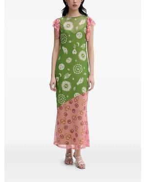 Never Fully Dressed Graphic-Print Ruffled Midi Dress - Green