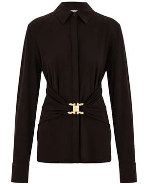 Ferragamo Camicia Con Arricciatura - Nero