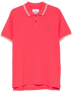 Vivienne Westwood Classic Embroidered-Detail Cotton Polo Shirt - Pink