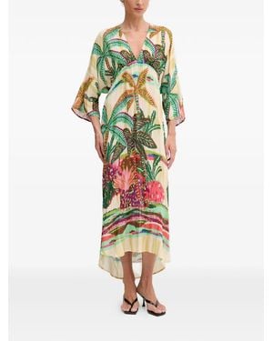 Lola Casademunt Print-Maxikleid Mit Perlenbesatz - Weiß