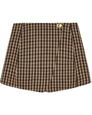 Ganni Checked Mini Skirt - Natural