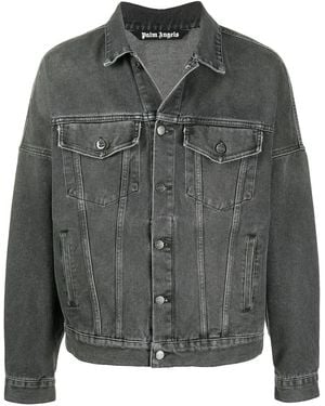 Palm Angels Gothic Logo-print Denim Jacket - Black