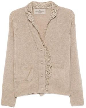 Ermanno Scervino Lace-Trimmed Cardigan - Natural