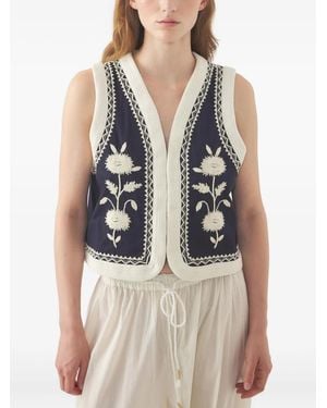 Antik Batik Floral-embroidered waistcoat - Blau
