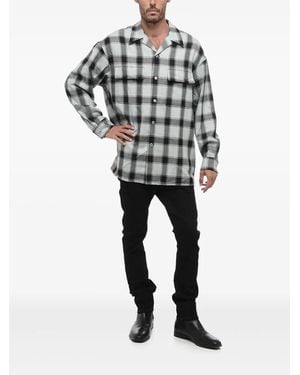 Ami Paris Tartan-Check Bowling Shirt - Blue