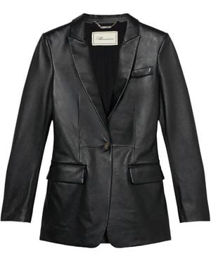 Blumarine Einreihige Lederjacke - Schwarz