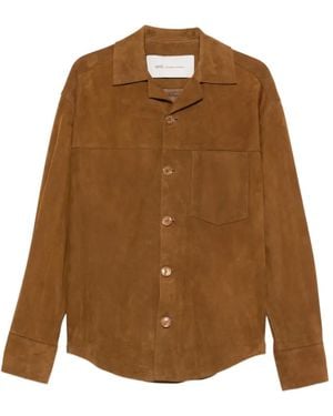 Ami Paris Ami De Coeur Suede Jacket - Brown