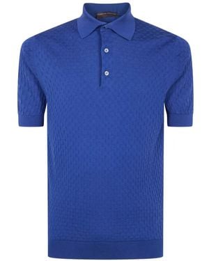FILIPPO DE LAURENTIIS Textured Polo Shirt - Blue