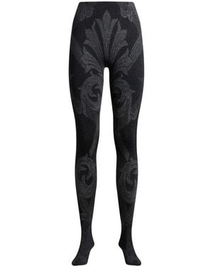 Etro X Wolford Metallic-Jacquard Tights - Black