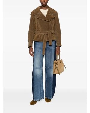 ViCOLO Belted Leather Jacket - Blue