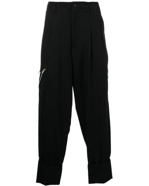 Yohji Yamamoto ジップディテール テーラードパンツ - ブラック