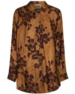 Uma Wang Floral-Print Tie-Dye Shirt - Brown