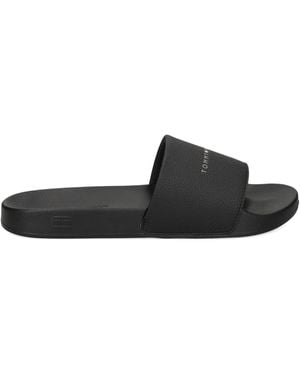 Tommy Hilfiger Pantoletten mit Logo - Schwarz