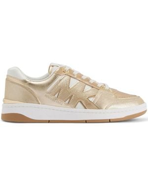 Michael Kors Rebel Metallic Leather Trainers - White