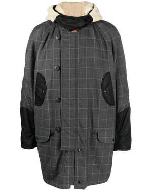 Junya Watanabe Checked Patchwork Coat - Grey