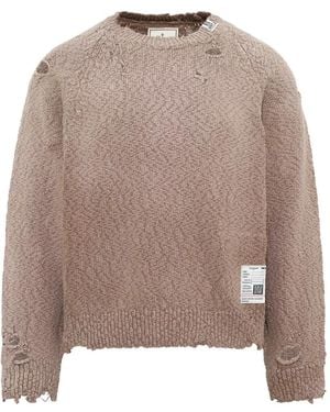 Maison Mihara Yasuhiro Sun Faded Like Distressed-Effect Jumper - Natural