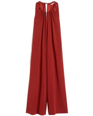 Max Mara Flowing Envers Satin Jumpsuit - Red