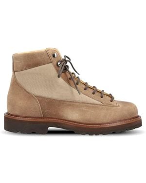 Brunello Cucinelli Panelled Lace-Up Boots - Brown