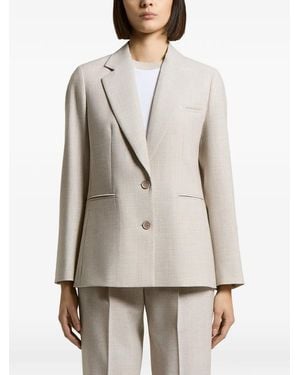 Peserico Single-Breasted Notched-Lapel Jacket - Natural