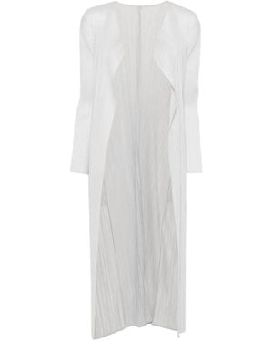 Pleats Please Issey Miyake Open-Front Long-Length Cardigan - White