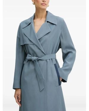 BOSS Belted Panelled Trench Coat - Blue