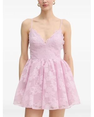 Bardot Orelia Lace-Overlaid Flared Mini Dress - Pink