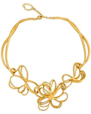 Oscar de la Renta Halsketting Met Bloemen - Metallic