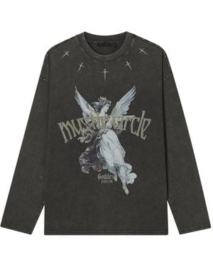 FIVE CM Angel-print Long-sleeve T-shirt - ブラック