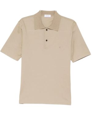 Ferragamo Knitted-Collar Piqué Polo Shirt - Natural