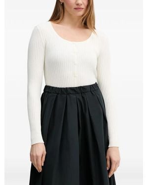 Marc O' Polo Ribbed-Knit Button-Up Cardigan - White